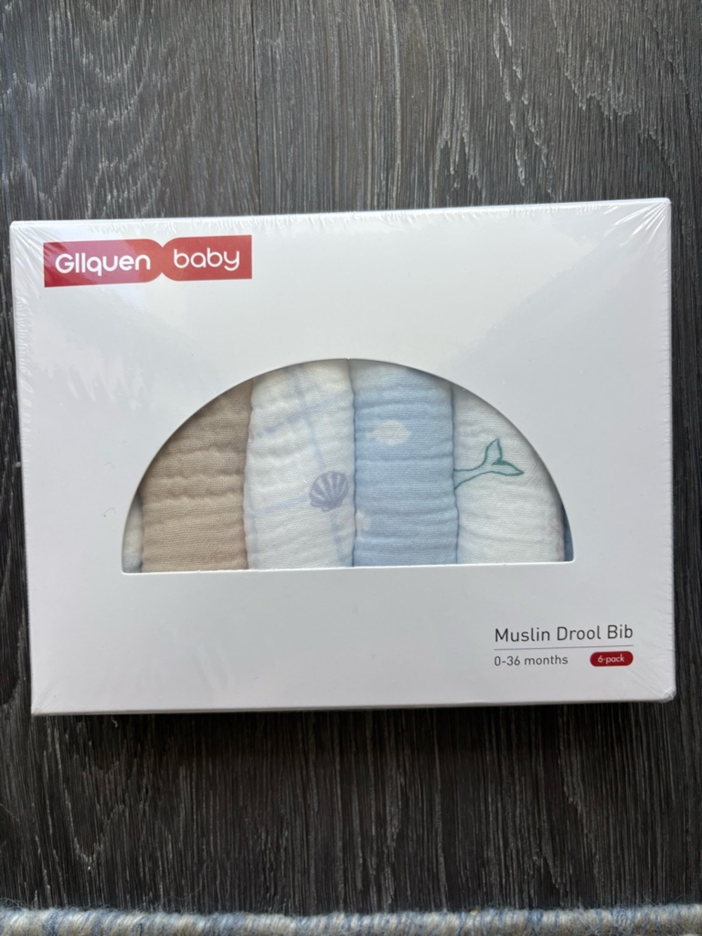 NEW Gllquen Baby Muslin Droll Bibs 0-36 months unopened box- Ocean Whimsy